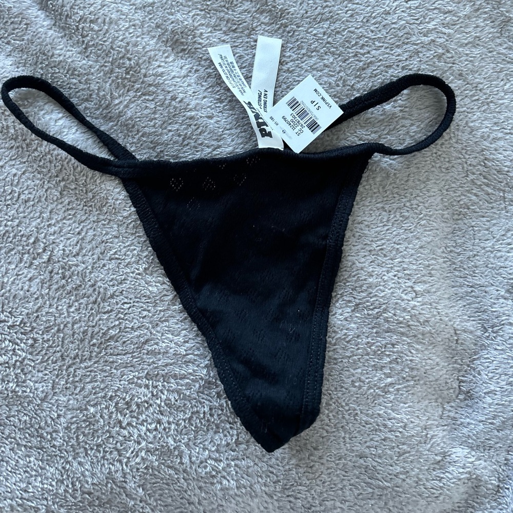 PINK Victoria's Secret Black Lace Thong